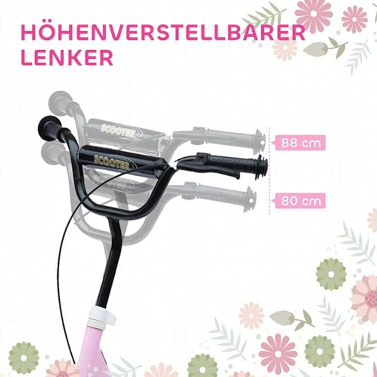 Kinderroller Anti-Rutsch Trittfläche, Metallfahrradständer zum Parken, (Farbe: pink) – Bild 4