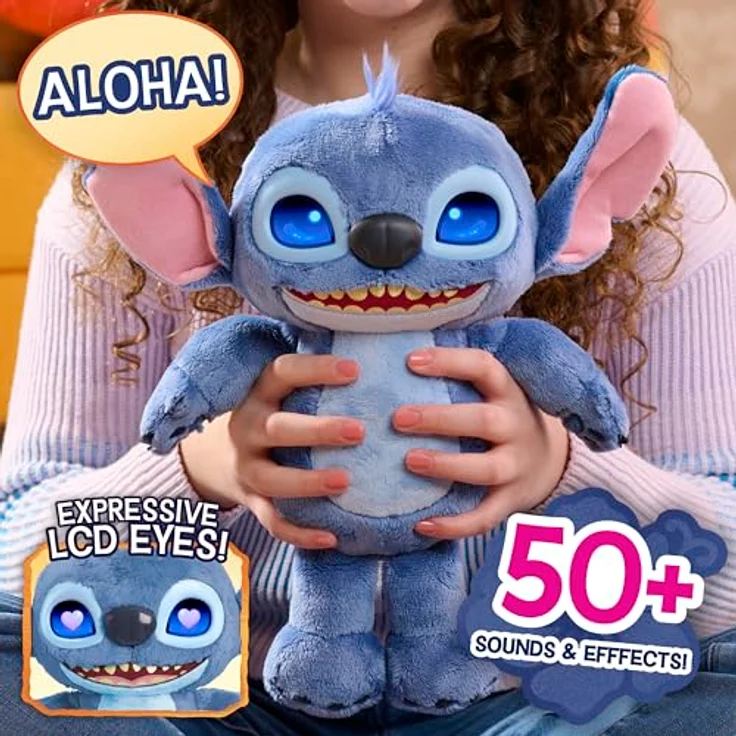 Just Play Disney Stitch Many Moods, interaktives Plüschtier 34,3 cm mit 50+ Soundeffekten, LCD-Augen und kreativen Spielmöglichkeiten, ab 3 Jahren – Bild 2