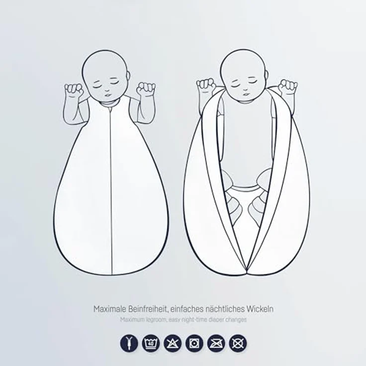 Julius Zöllner Musselin Sommerschlafsack grau, Größe 80 | aus weicher Musselin Baumwolle, sicher und schadstoffgepüft, ideal für warme Sommernächte – Bild 6