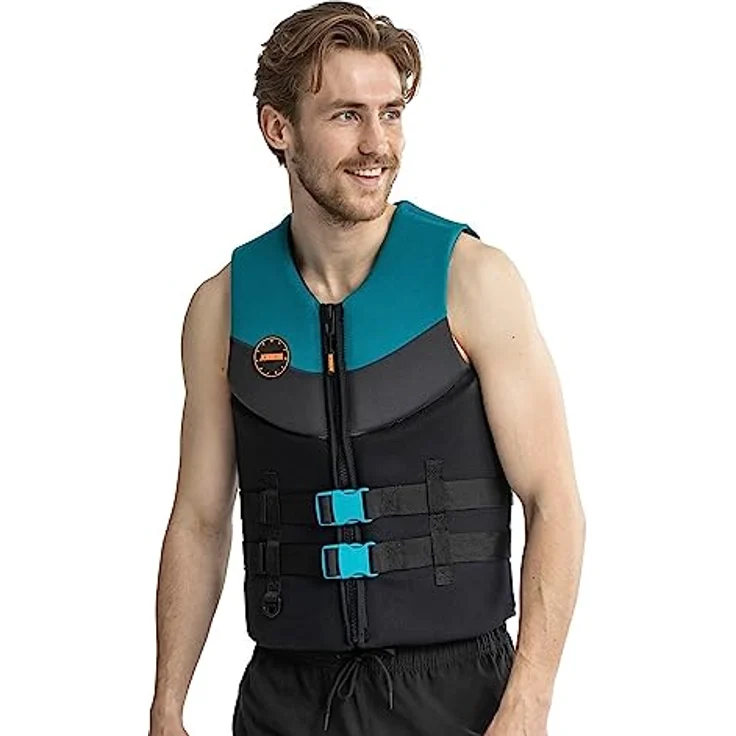 Jobe Neoprene Weste 2022 real Teal, M - Schwimmhilfe mit 50N ISO-Zertifizierung, Front-Reißverschluss & Sicherheits D-Ring