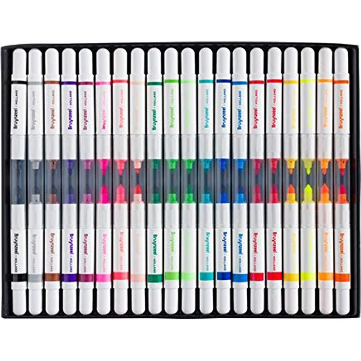 Bruynzeel Faserstift Filzstifte Twin Point, 20tlg, mit dünner Spitze für feines Zeichnen und dicker Spitze für große Flächen, auswaschbare Tinte, bunt – Bild 3