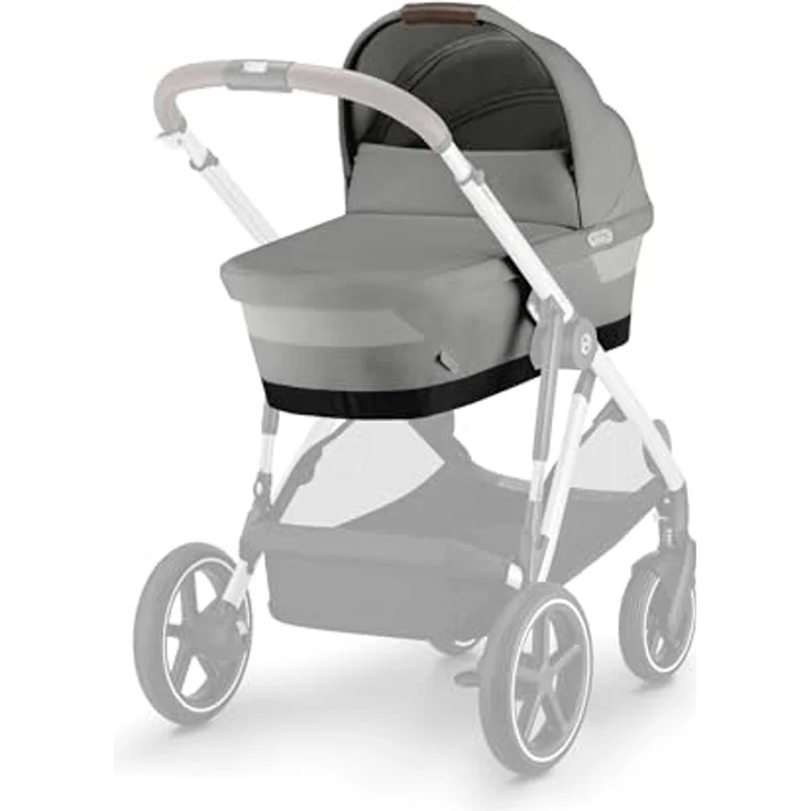 Cybex Gold GAZELLE S Cot Kinderwagenaufsatz, für Neugeborene bis 6 Monate, Stone Grey mit XXL-Sonnenverdeck und Schaumstoffmatratze – Bild 5