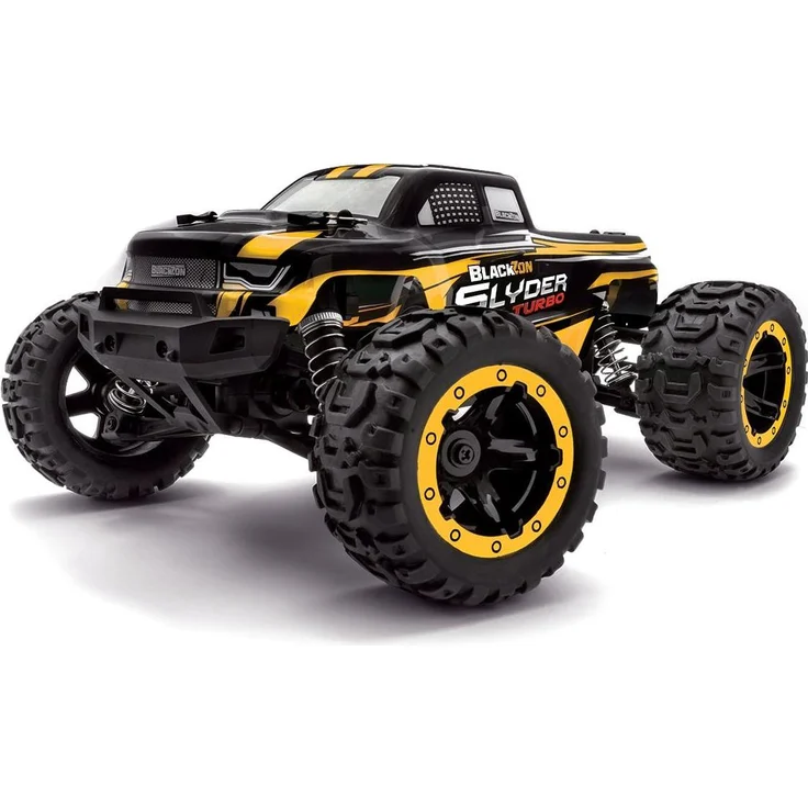 Blackzon Slyder MT Turbo 1/16 4WD 2S Brushless, RC Monstertruck mit wasserdichter Elektronik, 34 km/h, gelb, Ready-to-Run