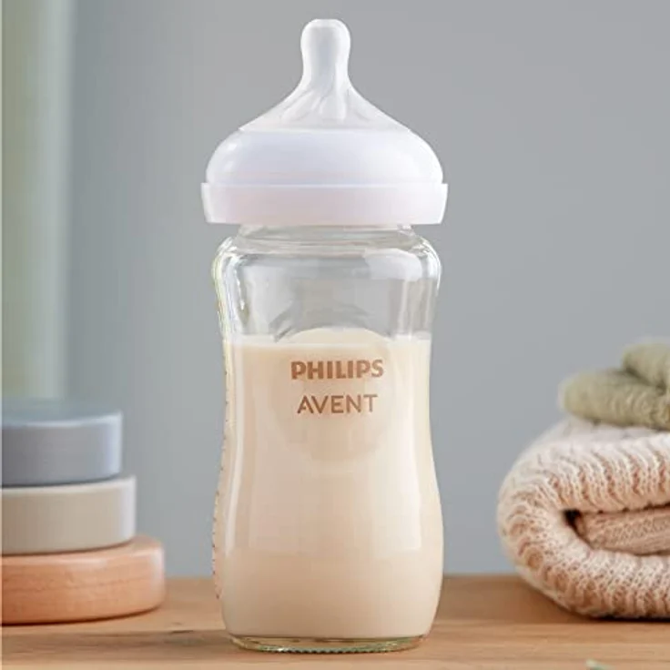 Philips Avent Babyflaschen aus Glas, Geschenkset für Neugeborene – 3 Babyflaschen Natural Response, ultra soft Schnuller, für Babys von 0–6 Monaten und älter (Modell SCD878/11) – Bild 8
