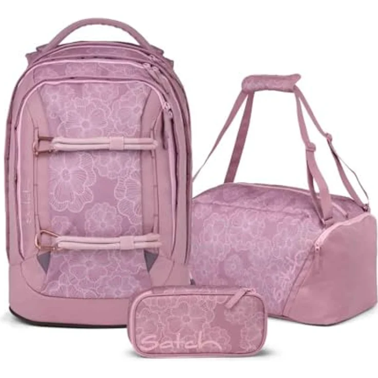 Satch Pack Schulrucksack Set 3tlg. mit Schlamperbox und Sporttasche, 30 Liter Volumen, Magnolia Dream – Bild 1