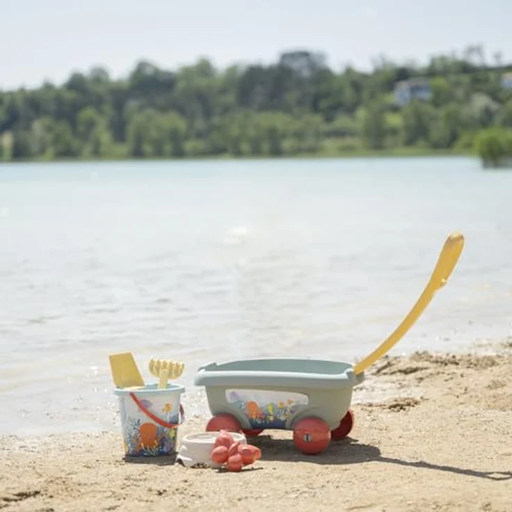 Smoby S.Green Garnished Beach Cart, praktischer Handwagen mit Eimergarnitur und Meeresmotiv, geeignet für Kinder ab 18 Monaten – Bild 7