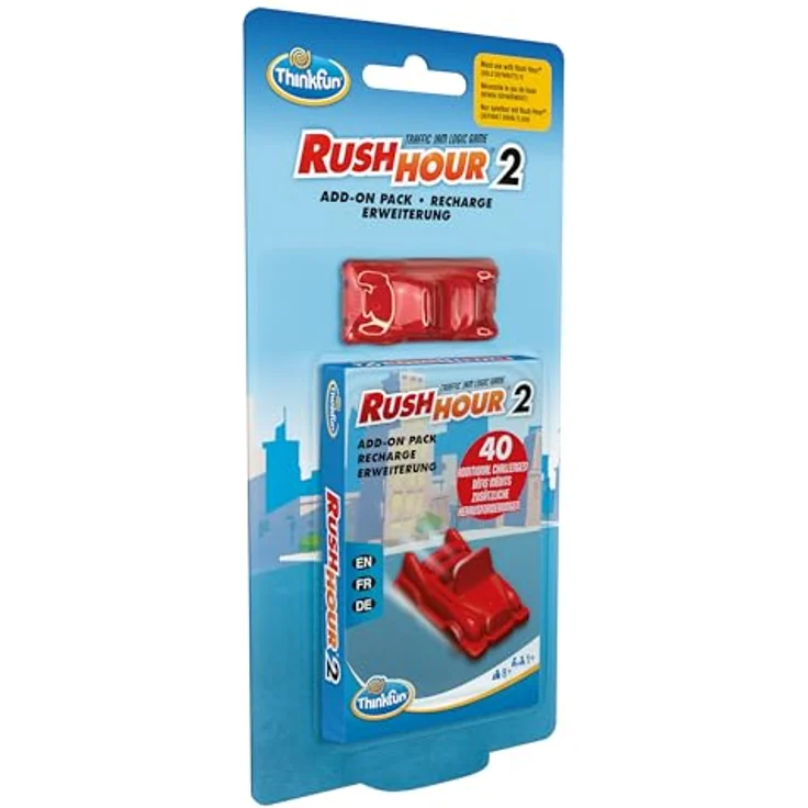 ThinkFun Rush Hour 2, Erweiterung mit 40 neuen Herausforderungen und zusätzlichem Fahrzeug für das Originalspiel, für 1 Spieler ab 8 Jahren – Bild 5