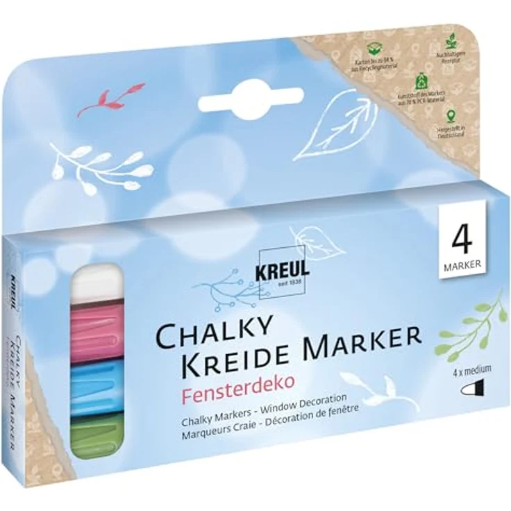 C. KREUL Kreidemarker Chalky, Fensterdeko Set, medium, 4 Stück, Kartonetui – Bild 1