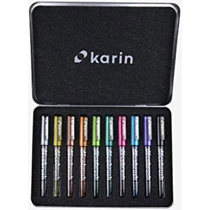 KARIN DecoBrush Metallic 10 pcs. set KARIN DecoBrush Metallic 10 Stück Transparenter Körper mit ink-free System, 2,4 ml – Bild 3