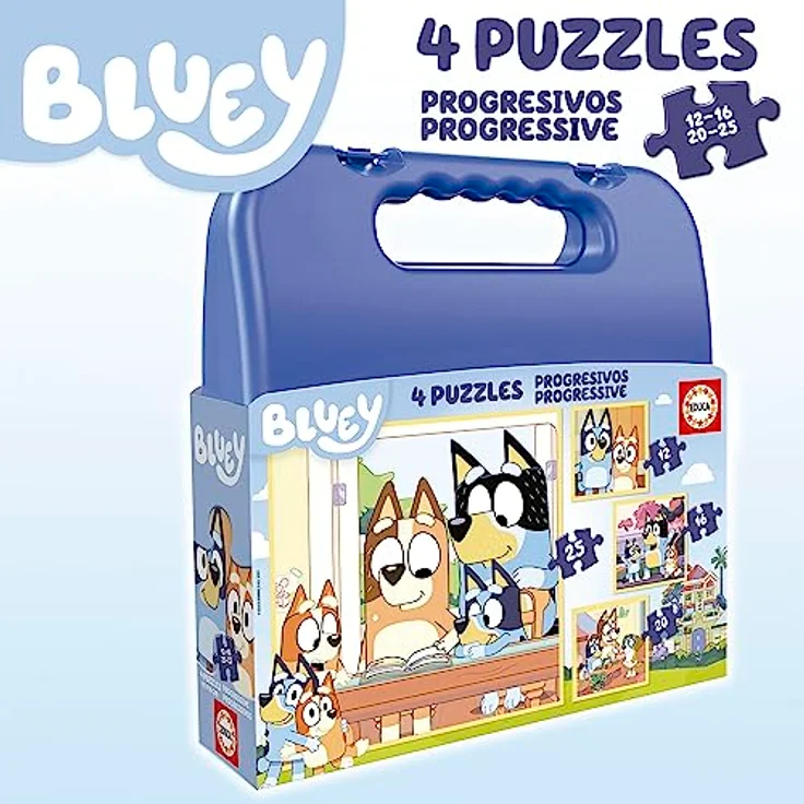 Educa Bluey Super Puzzle, 4-in-1 Puzzleset mit 12/16/20/25 Teilen für Kinder ab 3 Jahren, nachhaltige FSC-zertifizierte Puzzles aus recycelbaren Materialien – Bild 4