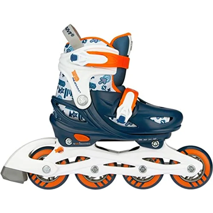 Nijdam Inline Skates Adjustable - Traffic Racer - Navy Blue/Orange/White/Silver Grey - 37-40