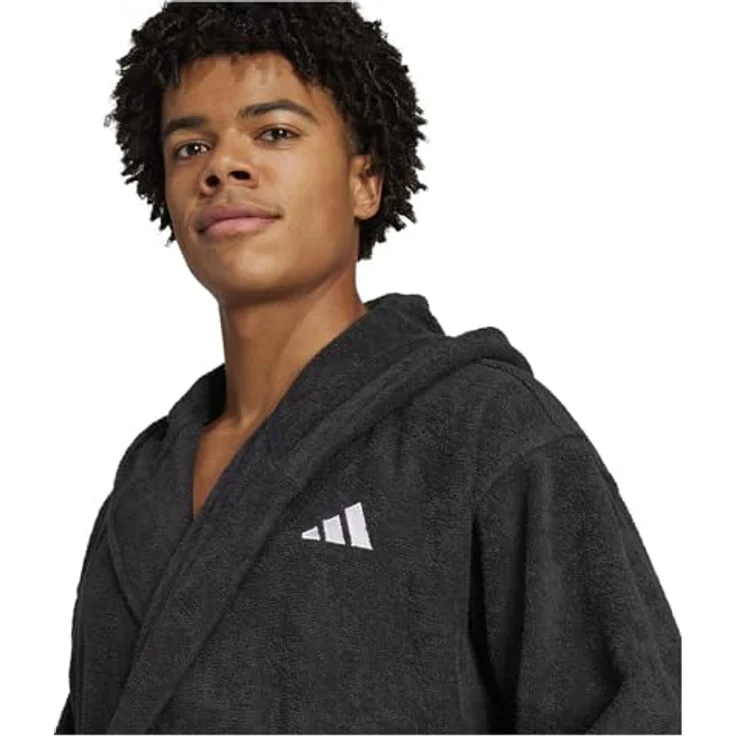 adidas Performance Bademantel BATHROBE HOODED BLACK – Bild 2