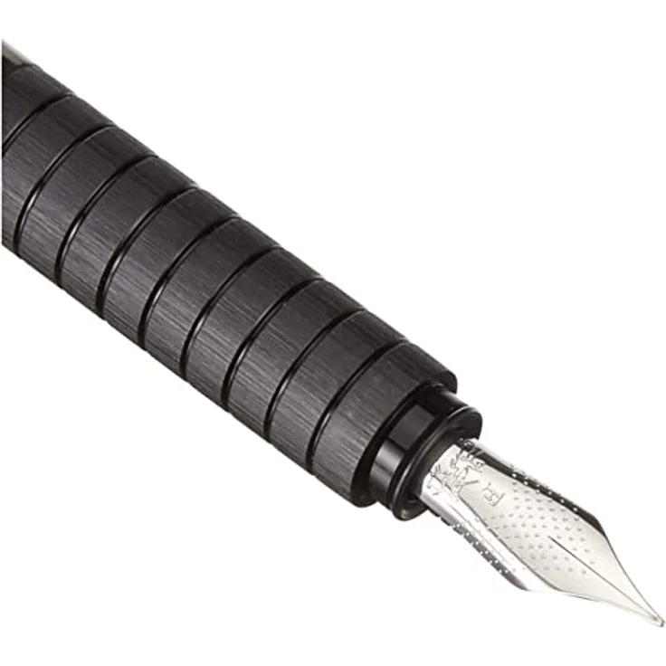 Faber-Castell Füllhalter Essentio Aluminium F, Edelstahlfeder, Tintenpatrone schwarz, schwarzer Schaft – Bild 6