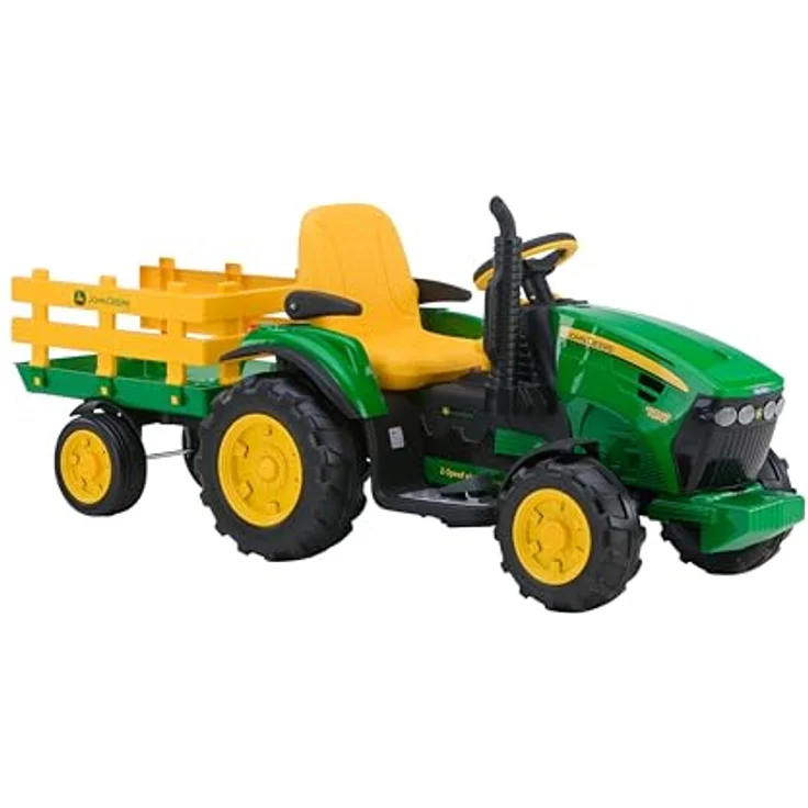 John Deere Ground Force Kinder Elektro Traktor von Peg Perego 12 Volt mit Anhänger – Bild 9