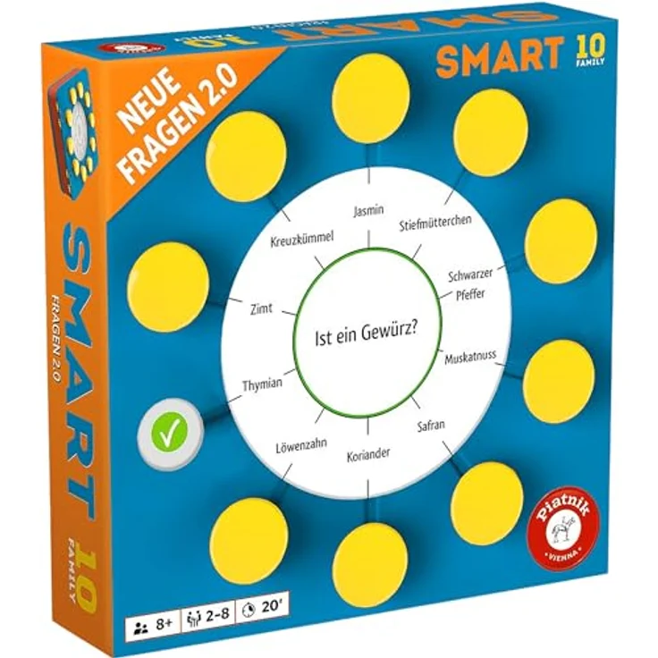 Piatnik 725197 Smart 10 Family Zusatzfragen 2.0, Kartenspiel mit 100 Karten und 200 neuen Fragen, Weiß, Blau, Rot – Bild 1