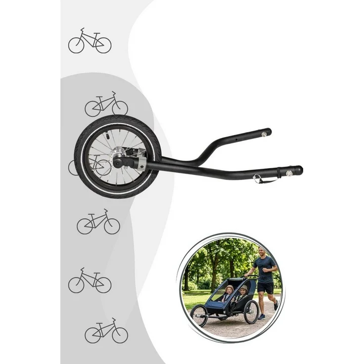 Croozer Lykke Jogger-Set, Fahrradkinderanhänger-Zubehör mit 12" Rad für Sport und Freizeit, Farbe Silber