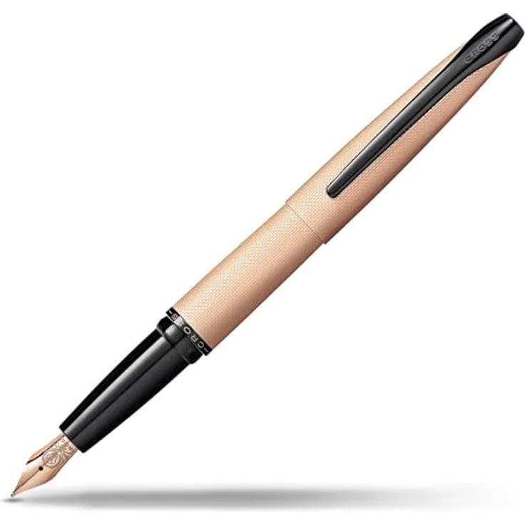 CROSS Füllfederhalter ATX, gebürstetes Rosegold mit F-Feder und diamantgefrästem Muster, in Geschenkbox