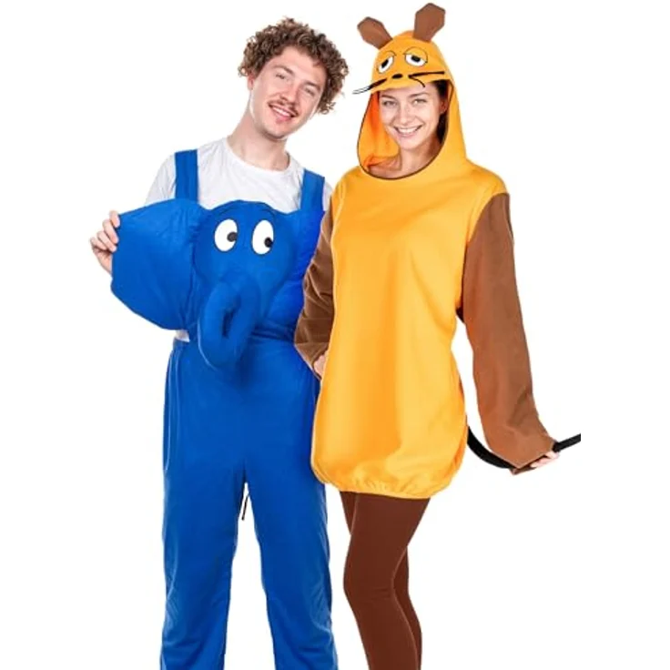 Maskworld Die Sendung mit der Maus Maus Kostüm Größe L Hoodie Kapuzen-Pulli Orange-braun für Karneval, Halloween & Motto-Party – Bild 5