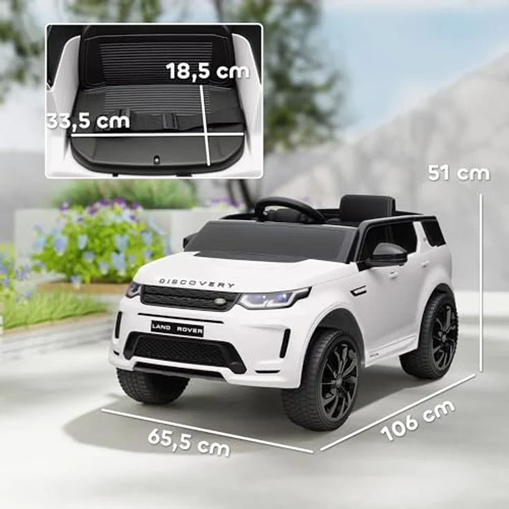 AIYAPLAY Kinder Elektroauto 12V Land Rover Discovery Sport Kinderauto mit 2,4G Fernbedienung, Musik, Hupe, LED-Lichtern, Weiß – Bild 5