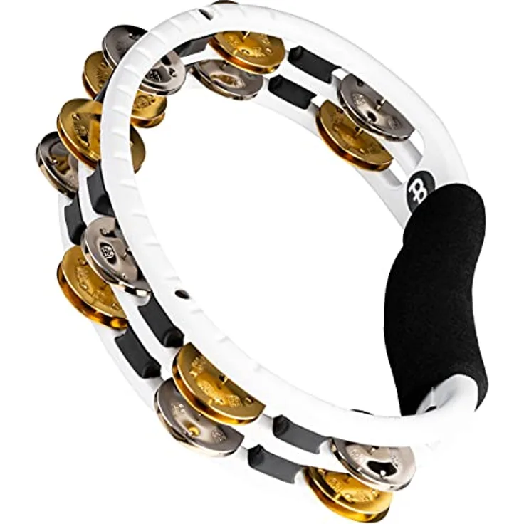 Meinl Percussion TMT1M-WH Recording-Combo Tambourine (ABS-Plastik) mit Messing- und Stahlschellen (2-reihig), weiß