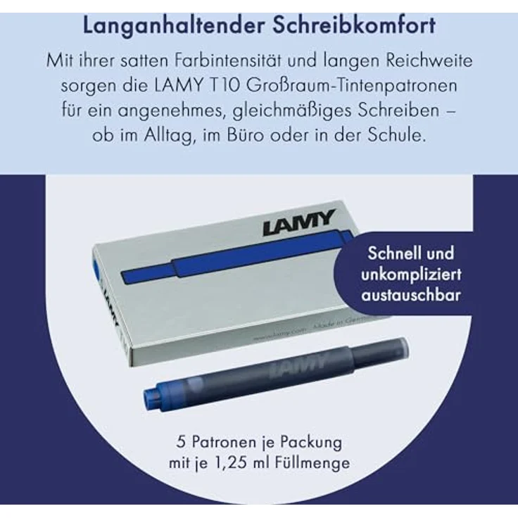 LAMY T10 Tinte Großraumpatrone, 5er Pack blau für Füllhalter mit großem Tintenvorrat – Bild 3