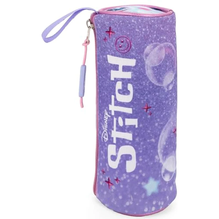 Clondo Schlampermäppchen für Stitch Fan, rundes Federmäppchen aus 600D Polyester mit praktischem Reißverschluss, 21x8 cm – Bild 4