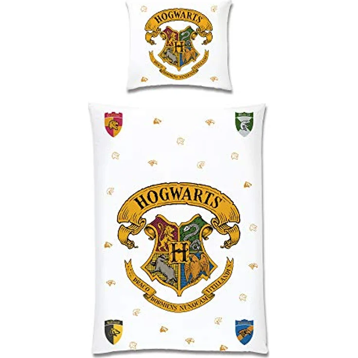 BERONAGE Harry Potter Wende-Bettwäsche Hogwarts 135 x 200 + 80 x 80 cm 100% Baumwolle Biber-Flanell-Qualität Gryffindor Hufflepuff Ravenclaw Slytherin Weasley Hermine - Deutsche Größe – Bild 5