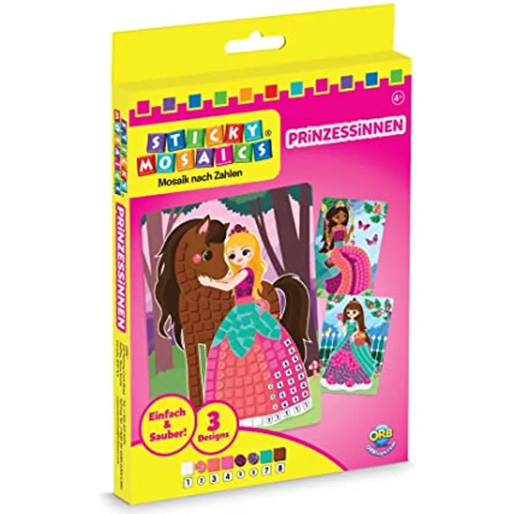 Sticky Mosaics ORB Travel Pack Prinzessin Mosaik Klebebilder Reisespiele Kinder Bastelset Geschenke für Mädchen & Jungen, Moosgummi Aufkleber Beschäftigung Geschenkideen Deko basteln ab 4 Jahre