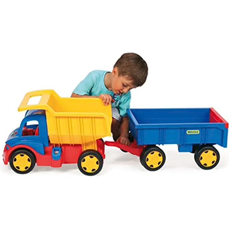 Wader 65100 - Gigant Truck, großer Kipper mit Anhänger, LKW bis 150 kg belastbar, Gesamtlänge ca. 107 cm, ab 12 Monaten, ideal als Geschenk für kreatives Spielen – Bild 2