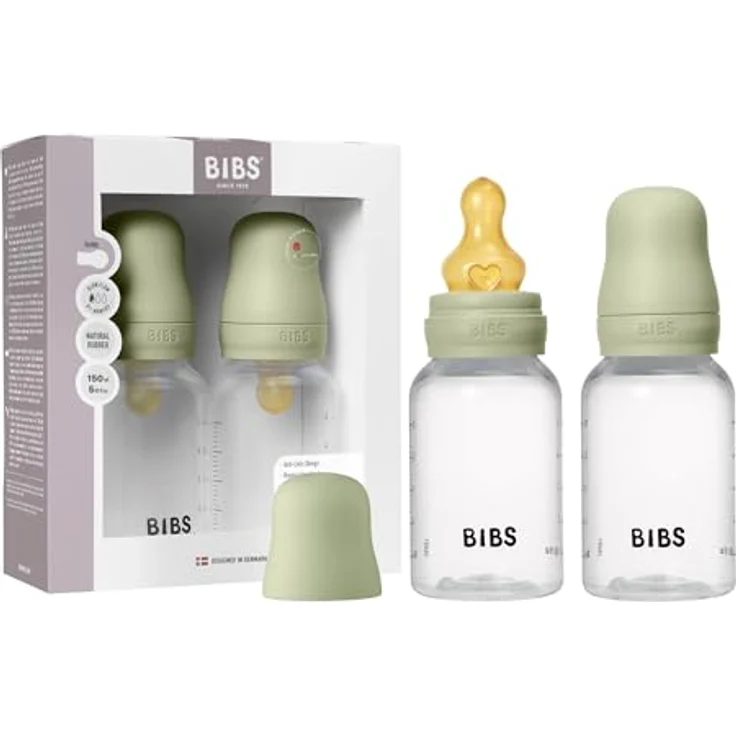 BIBS Babyflasche, 150 ml, 2-pack, BPA-frei, mit brustähnlichem Sauger, Farbe Sage – Bild 1