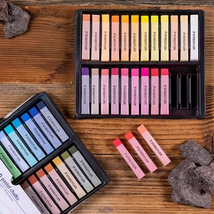STAEDTLER Kreidemarker 2430 Soft-Pastellkreide - 10 mm, 48 Farben, Künstlerqualität, vollständig verwischbar, bruchsicher – Bild 2