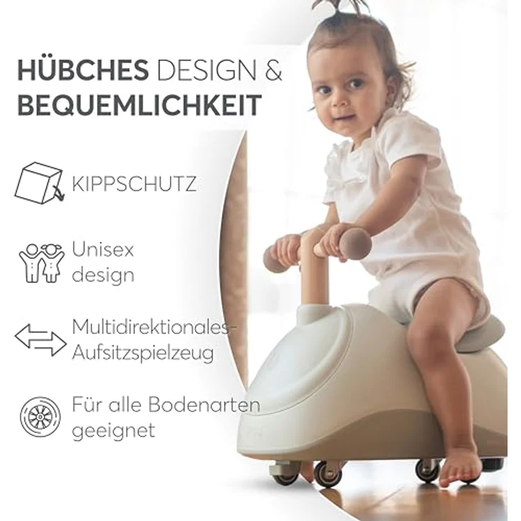 KikkaBoo SIZZY Baby Aufsitzfahrzeug ab 1 Jahr, Rutschauto ohne Pedale, multidirektional, mit ergonomischem Sitz und Griffen, in Minze – Bild 3
