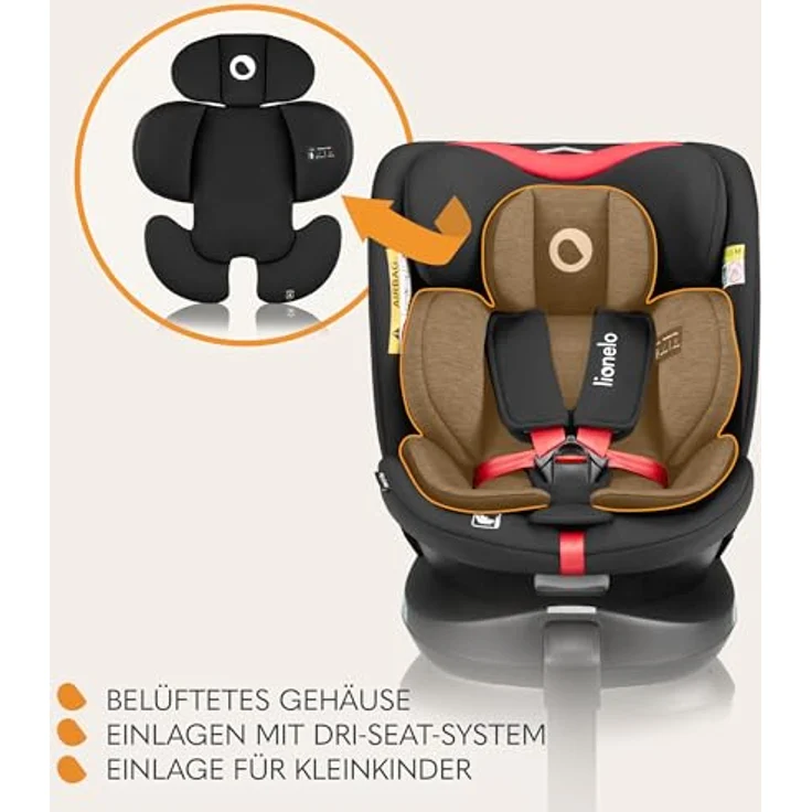lionelo Autokindersitz NAVY I-SIZE, 360° EasyTurn-Drehbasis, 40-150 cm, ab Geburt bis 12 Jahre, belüftet – Bild 5
