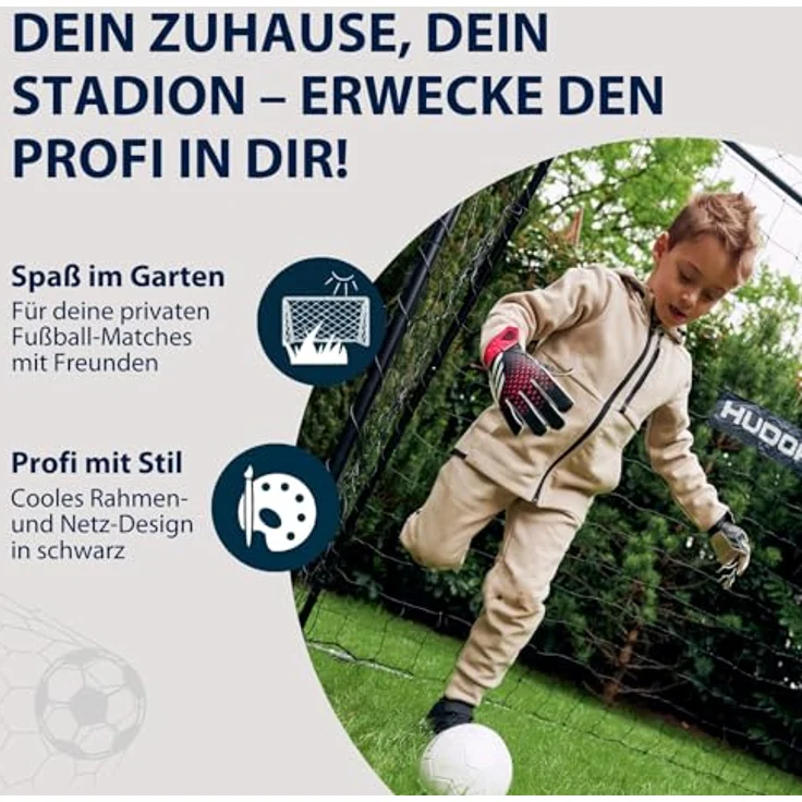 HUDORA Fußballtor Solid 25 - Standfestes Fußballtor für Kinder & Erwachsene - wetterfestes Fußballtor mit engmaschigem Polyester-Netz - Hochwertige Outdoor Torwand für Freizeit & Training – Bild 5