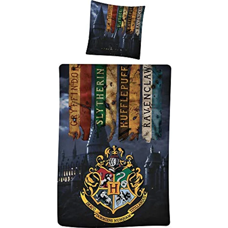 BERONAGE Harry Potter Wende-Bettwäsche Express 9 3/4 135 x 200 + 80 x 80 cm 100% Baumwolle Renforcé-Linon-Qualität mit YKK-Reißverschluss Gryffindor Hufflepuff Ravenclaw Slytherin Hogwarts deutsche Größe – Bild 3