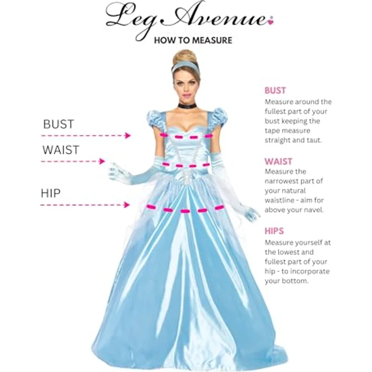Leg Avenue Cinderella Classic, Kostüm aus Satin mit Glitzerelementen und Tüll, 3-teilig in Blau – Bild 7