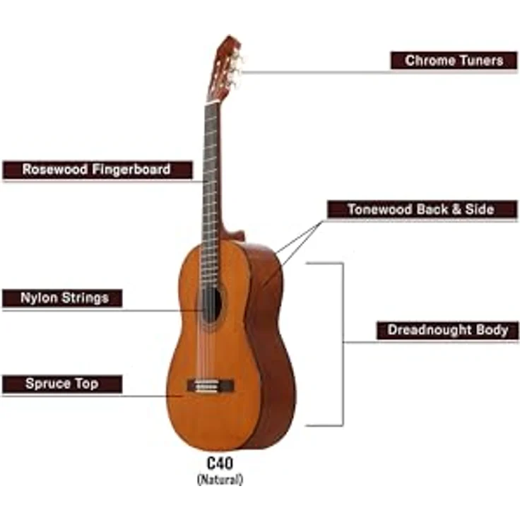 YAMAHA C40III Anfänger-Konzertgitarre, Naturfarben – Bild 6