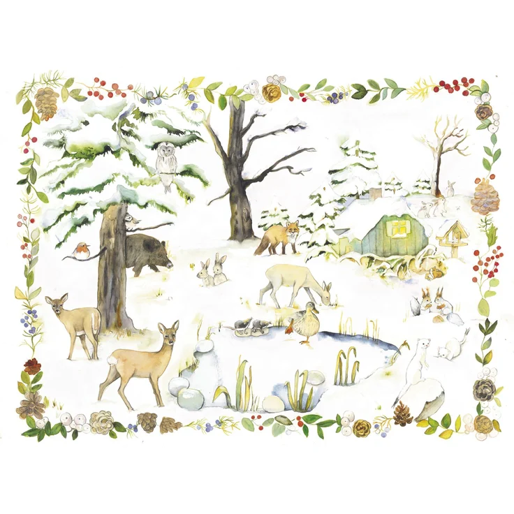 Korsch Adventskalender "Tiere am Winterteich", großformatiger Bild-Adventskalender mit stimmungsvollen Illustrationen auf FSC-zertifiziertem Strukturkarton – Bild 1