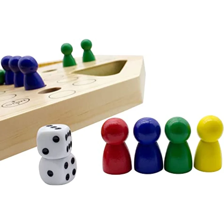 GICO Holz Ludo Spiel XL - Brettspiel für die ganze Familie, stabile Ausführung, große Figuren – Bild 4