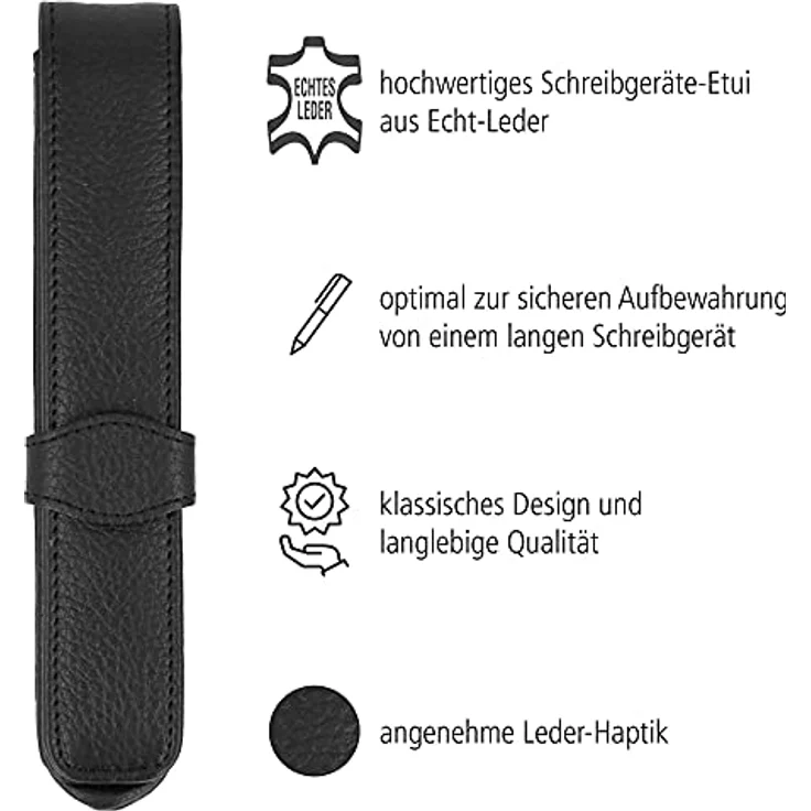 Online Pen Schreibgeräteetui Lederetui, hochwertiges Füller-Etui, Stifte-Mäppchen aus Echtleder, braun – Bild 3
