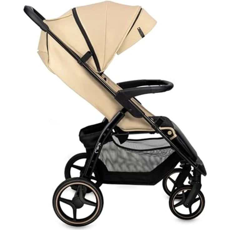 MoMi MIYA EVA Buggy, Kinderwagen mit Einhand-Faltung, XL-Rädern, 4-Rad-Federung, Beige, Zubehörset – Bild 17
