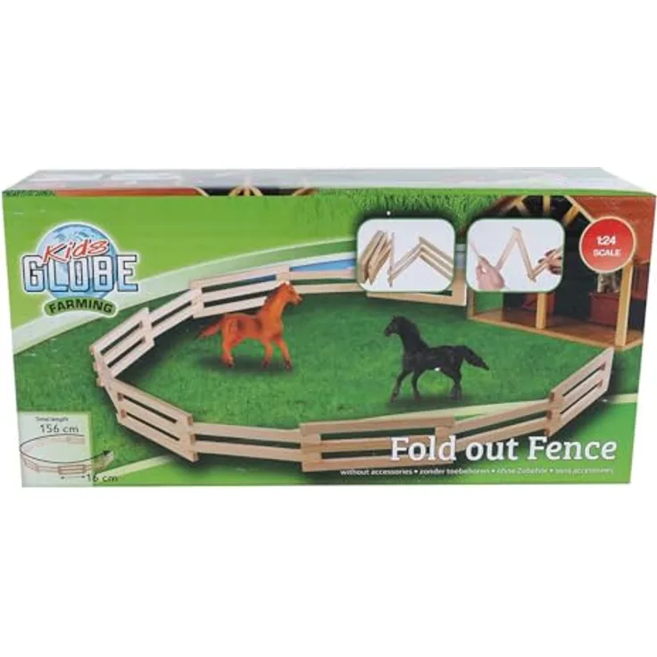 Kids Globe Farming Viehgatter, 156 cm, Maßstab 1:24, hochwertiges Holz, kindersicher, Spielzeug Bauernhof Zubehör