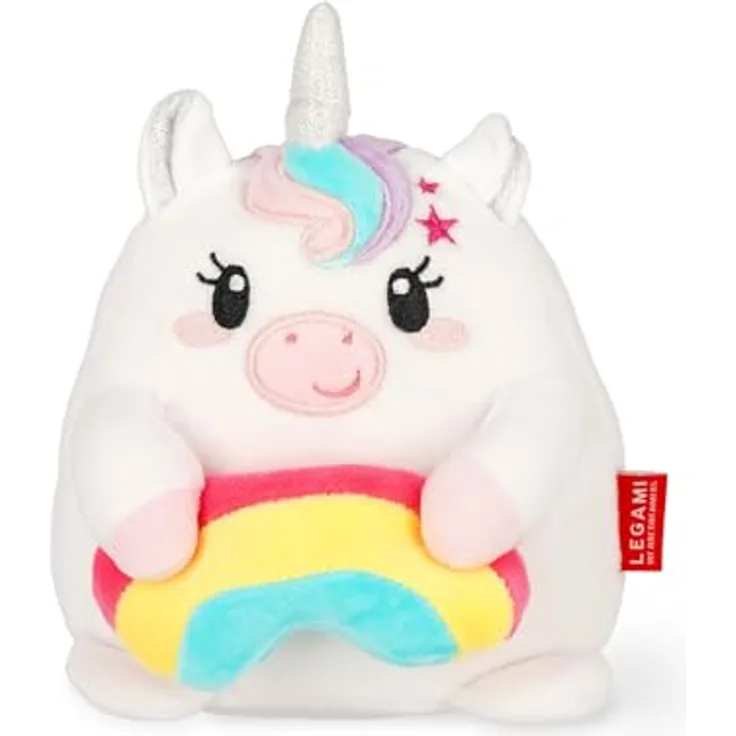 Legami Super Soft Plush Mini Unicorn, personalisierbare Plüschfigur mit ID Karte, 14x15x12 cm, Weiß