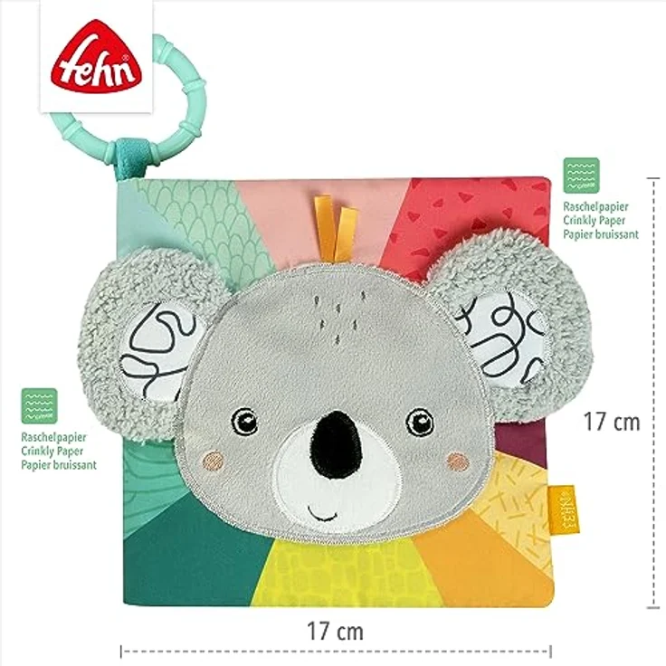Fehn Stoffbuch Koala – Baby Fühlbuch aus Stoff mit Tier-Motiven: Knisterbuch zum Fühlen, Greifen und Staunen – zum Aufhängen für Kinderwagen und Babyschale – für Babys und Kleinkinder ab 3+ Monaten – Bild 5