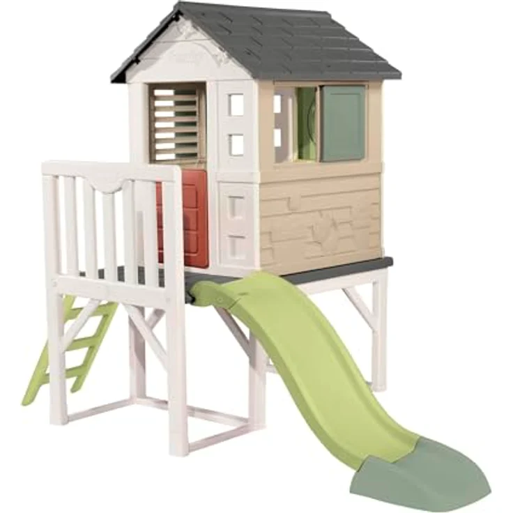 Smoby Life Stelzenhaus, Spielhaus mit Rutsche und Veranda, 150x160x197x243 cm, aus 60% Recycling-Material, für Jungen und Mädchen ab 2 Jahren – Bild 1
