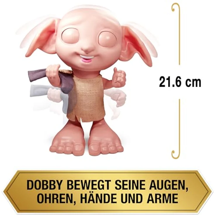 Wizarding World Harry Potter - Interaktiver Dobby Hauself Puppe mit über 30 Geräuschen, Sätzen und Bewegungen, Deutsch-Italenisch, Spielzeug für Kinder ab 6 Jahren, Fanartikel – Bild 2