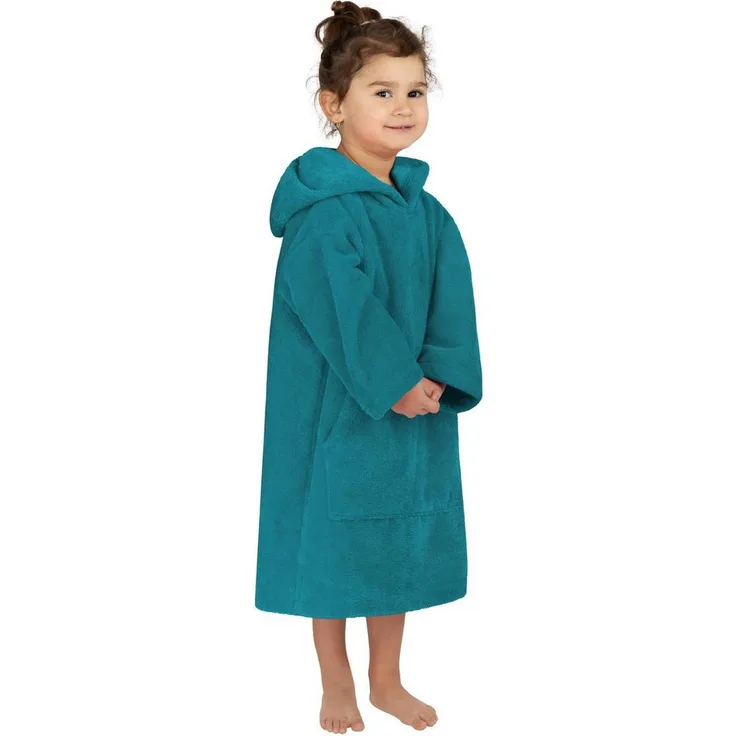 normani Badeponcho Pichilemu, langarm Kinderponcho 2-5 Jahre, Baumwolle mit Kapuze und Bauchtasche, saugfähige Innenseite, maschinenwaschbar