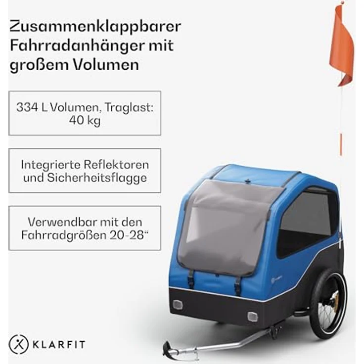 KLARFIT Fahrradkinderanhänger Goldie Home, Wetterfest, klappbar, Stahl 20-28" – Bild 3