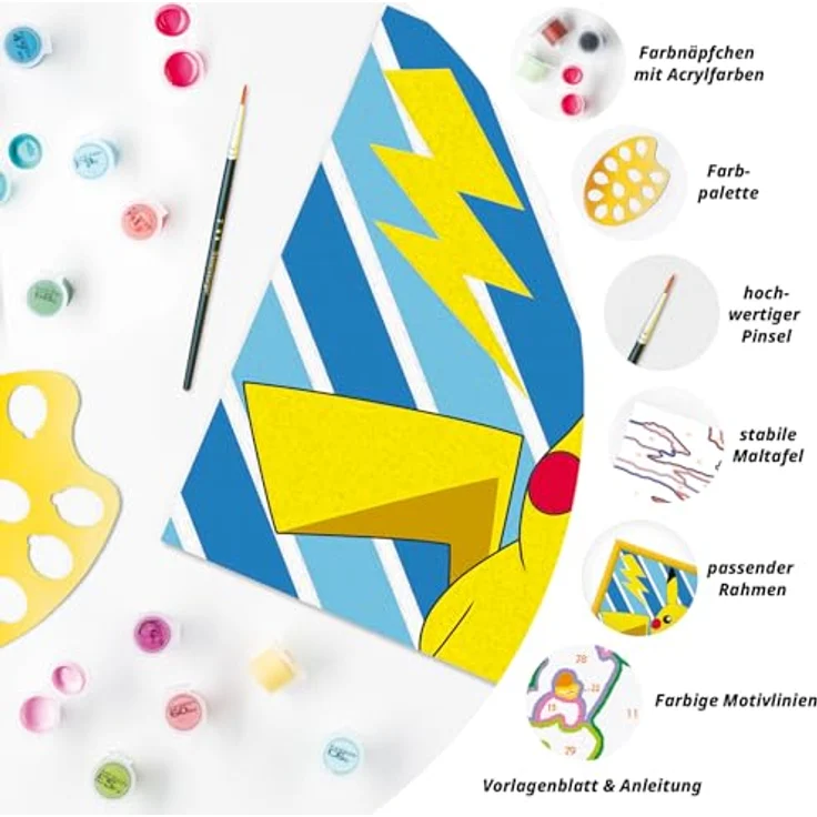 Ravensburger Malen nach Zahlen CreArt, Freches Pikachu, Made in Europe, mit farbigen Motivlinien – Bild 5
