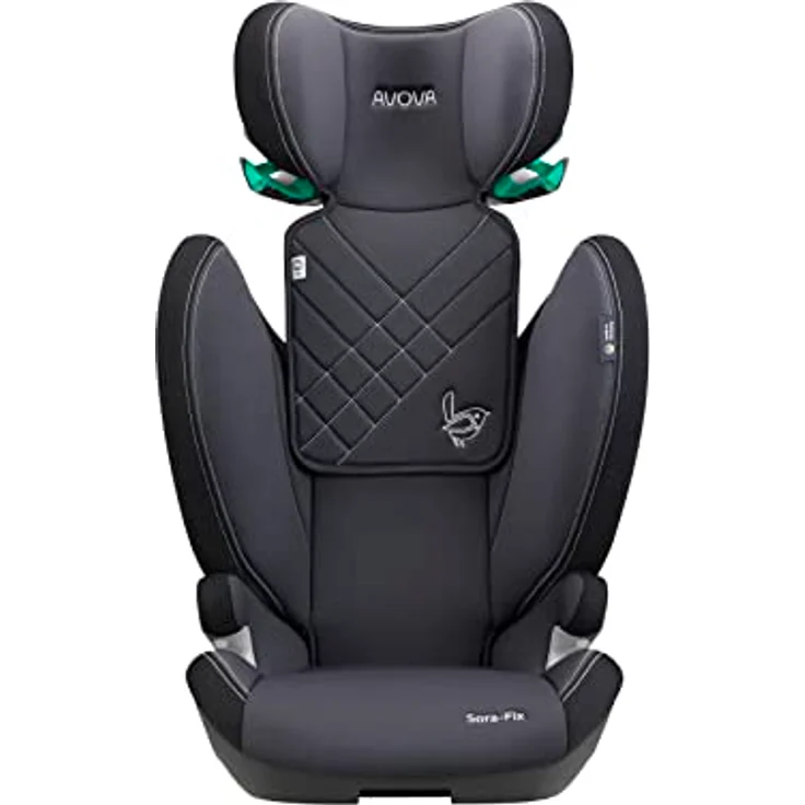 Avova Kindersitz Sora-Fix i-Size mit Isofix - Grey & Black, 100 cm - 150 cm / 3 Jahre bis 12 Jahre, Made in Germany, V-förmige Rückenlehne, 12-fach verstellbare Kopfstütze – Bild 3
